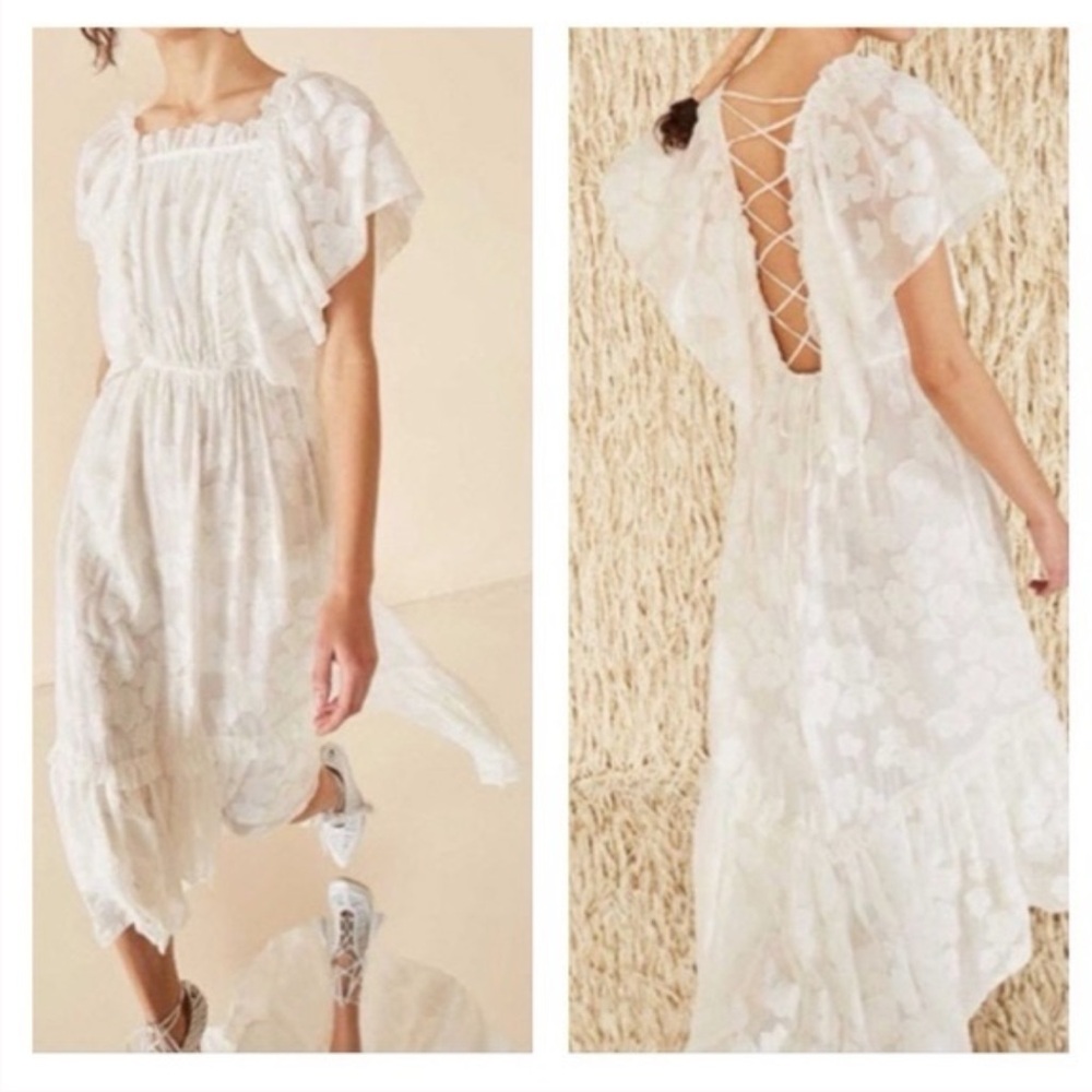 Ulla Johnson Mildred Floral Fil Coupé Ruffled Silk-Cotton Dress - Picture 2 of 9